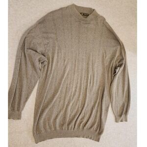Principe Sweater Mens Large Brown Made In Italy Mock Neck Textured Knit